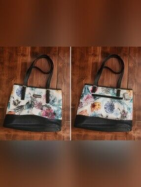 StonE Mountain Printed Floral Leather Tote